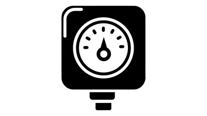 Isolated black icon of a smart pressure sensor gauge, digital technology, and industrial equipment for measurement and c