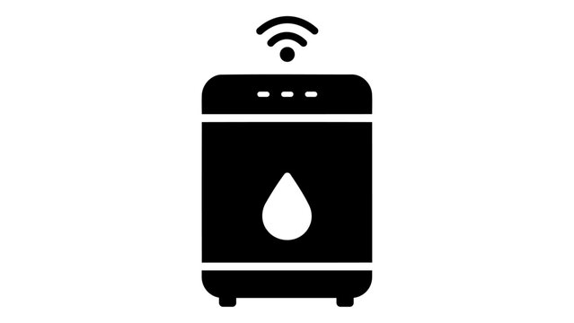 Icon of a smart dehumidifier with wi-fi symbol, isolated on a white background, representing air quality control and sma