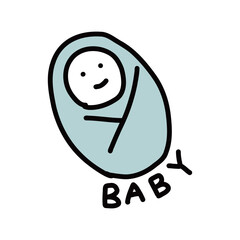 赤ちゃんシンプルな手描きのイラストアイコン