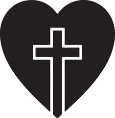 White Cross Inside Black Heart Silhouette christianity religion