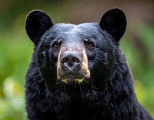 Obraz premium A close-up portrait of a majestic black bear staring directly at the viewer