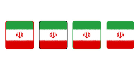 Square flag set of Iran with different colors rounded corners. Perfect for educational materials, travel content, and national representation design projects