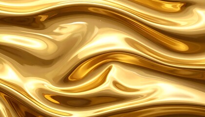 Smooth, flowing, and reflective golden liquid or fabric with dynamic light and shadow