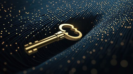 secure digital transaction represented as a golden, glowing key icon traveling through a fiber optic tunnel, symbolizing fintech and secure payments, dynamic, abstract motion.