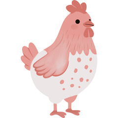 Cute Pink Hen Cartoon Character Illustration
