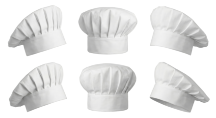 Culinary Expertise Awaiting Six Chef's Hats on a Clean, Isolated Transparent Layer
