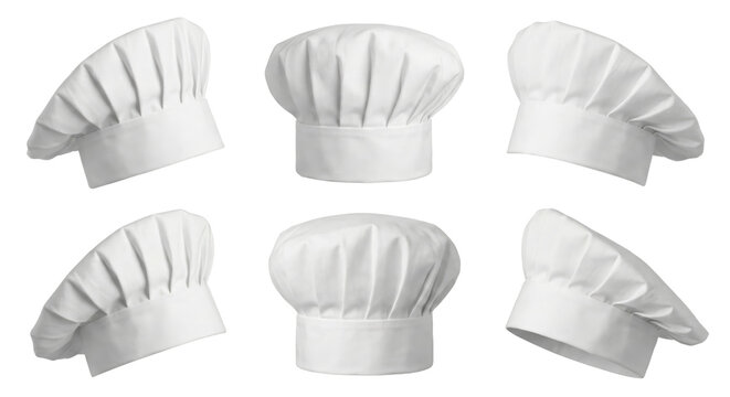Culinary Expertise Awaiting Six Chef's Hats on a Clean, Isolated Transparent Layer