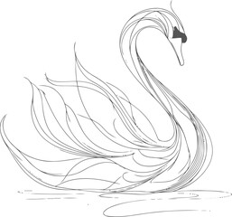 Obraz premium Elegant swan illustration with flowing lines creating a graceful and serene composition