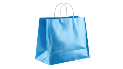 Blank blue paper shopping bag isolated for retail purchase
