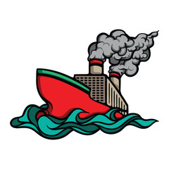 Big ship Cruising the Ocean Illustration