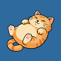Happy Orange Tabby Cat Relaxing on its Back.
