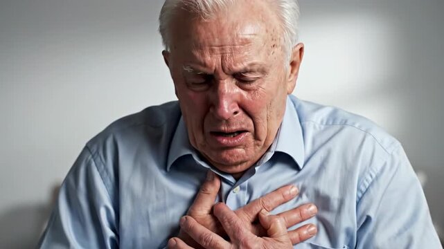 Elderly Man Experiencing Chest Pain, A Visual Representation of Sudden Health Issues