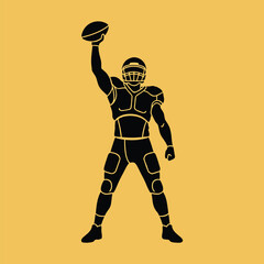 American Football Player Silhouette with Ball.