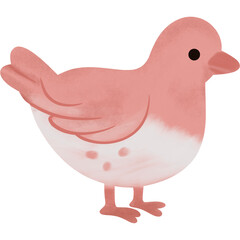 Cute Pink Baby Bird Cartoon Illustration