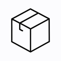  Minimal Line Icon of Package Box, Simple Black Outline, Shipping Symbol, Delivery and Packaging Design