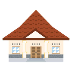 Vector illustration of Indonesian house inspired by Dutch colonial era