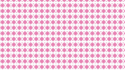 Repeating pattern of pink floral diamond shapes on a white background creates a decorative design
