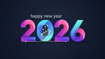 Happy New Year 2026 Technology Digital Celebration Gradient Design