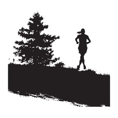 Obraz premium silhouette of a young woman running exercise 