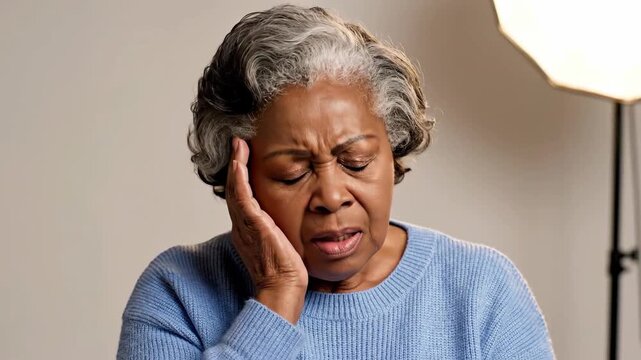 Elderly Woman Experiencing Dental Pain: A Series Displaying Discomfort and Anguish