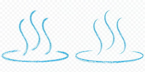 Wind icon set. Christmas swirly vector ornaments drawn in pastel wax on chalkboard like by children. Winter blue elements. Cute doodle style with charcoal squiggle, perfect for school and kindergarten