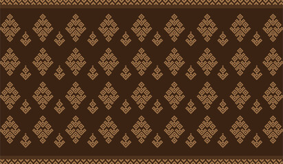 Traditional seamless geometric ethnic pattern. Decorated with brown carpet flowers. Vintage style. Design for background, wallpaper, illustration, fabric, clothing, textile, batik, embroidery, carpet.