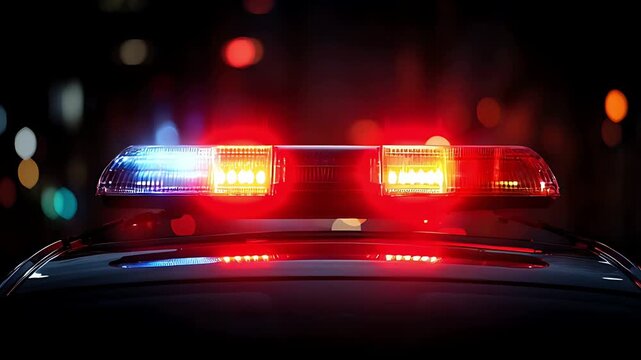  Police car lights flashing blue red night emergency siren law enforcement crime scene safety warning