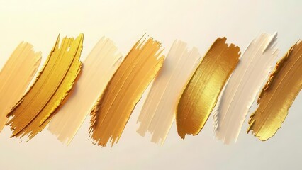 Luxe cosmetic swatches in luminous metallic gold and creamy ivory, capturing a sophisticated beauty aesthetic