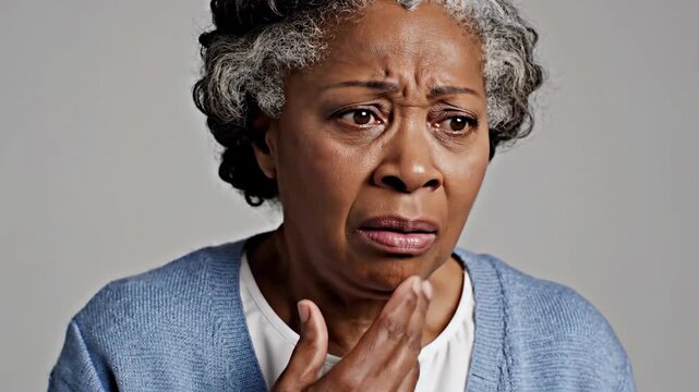 Elderly Woman Experiencing Pain and Discomfort: A Series of Facial Expressions