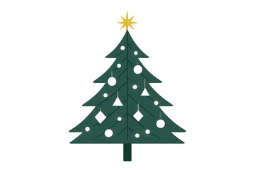 Fototapeta premium Christmas tree decorating with star topper and festive ornaments, celebrating winter holiday traditions, transparent background