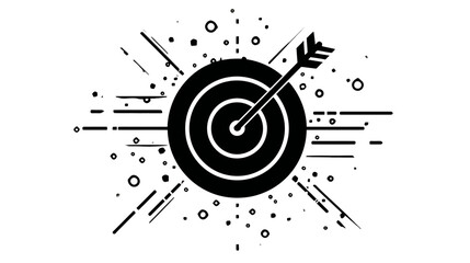 Abstract target with arrow hitting bullseye. Concept of business success, goal achievement, accurate strategy, and focus.