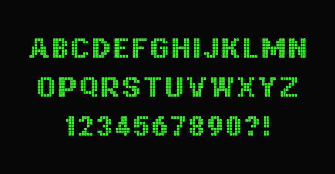 Pixel font vector design featuring blocky letters, retro 8-bit style, clean grid shapes, and modern minimal layout for games, UI, digital art, and creative projects.