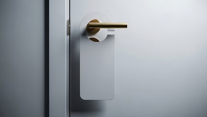 Blank Door Hanger on Hotel Room Door Handle.