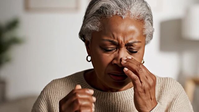 Emotional Woman Expresses Painful Feelings in a Sequence of Close-Up Facial Expressions