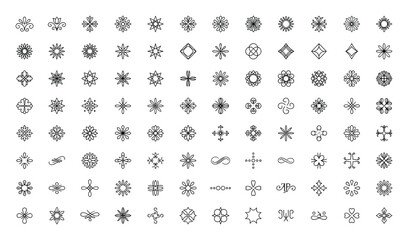 Fototapeta premium Elegant Collection of Black and White Decorative Floral Ornaments Set