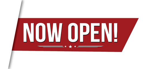 Now open banner design on white background