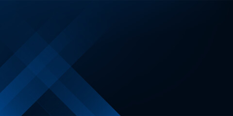 Modern dark blue abstract background with overlapping transparent diagonal shapes creating a sleek futuristic design. Ideal for technology themes, business presentations, web banners, digital graphics