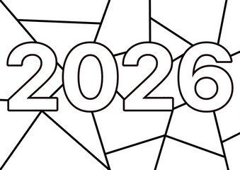 2026 Pop Art Number Coloring Page &ndash; New Year Theme