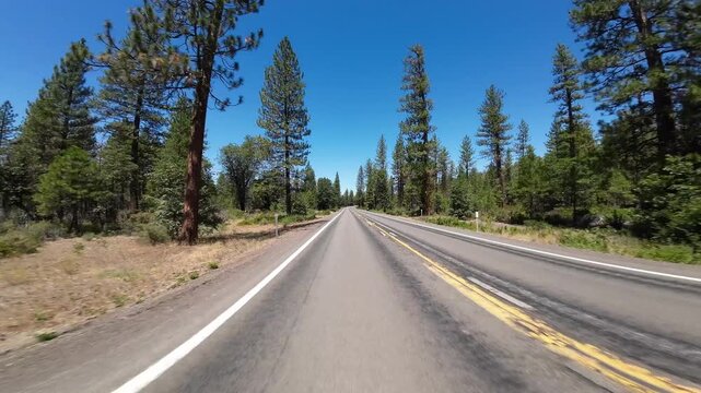 Mt Shasta to Lassen Highway 89 Southbound 05 Rear View Driving Plates California USA Ultra Wide