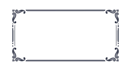 Simple and elegant dark blue rectangular frame with subtle corner flourishes perfect for minimalist certificates or formal invitations.