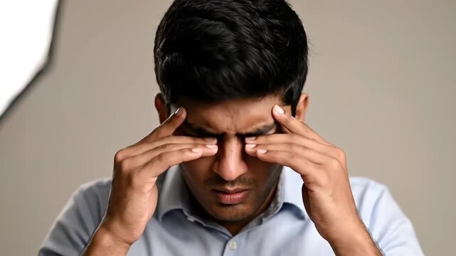 Man Expressing Pain And Discomfort, Emotional Expressions in Close-up, Stress Concept