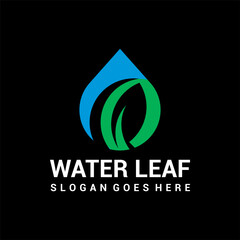 Water and leaf fresh logo vector image