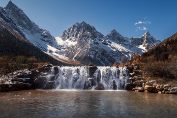 waterfall in the mountains