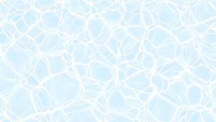 Abstract pattern of bright caustic reflections on a light blue water surface