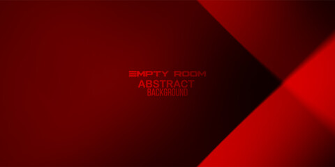 Obraz premium Empty Red Studio Room Background. Dramatic Gradient Stage or Product Display Template. Futuristic Technology Concept