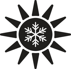 Sun and Snowflake Vector Icon: Stylized Dual Seasons Design for Weather or Holiday