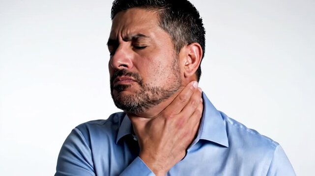 Man Experiencing Severe Throat Pain Or Discomfort Shown In A Frame Series