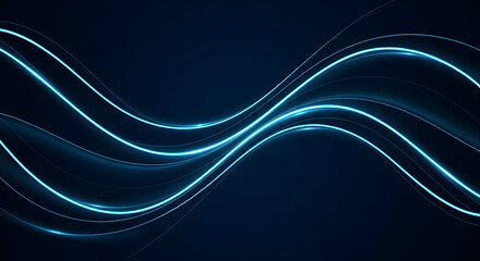 Abstract Blue Light Trails on Dark Background - Modern Technology Concept