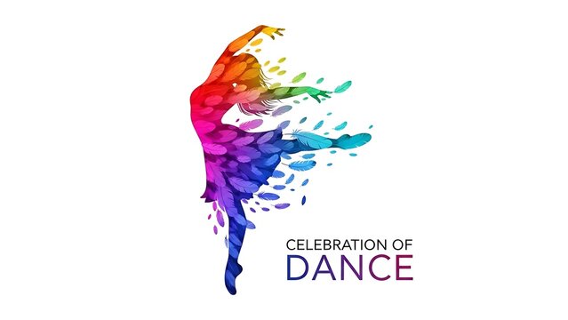 Vibrant abstract dancer silhouette in rainbow colors