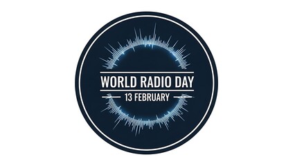World radio day emblem with sound waves